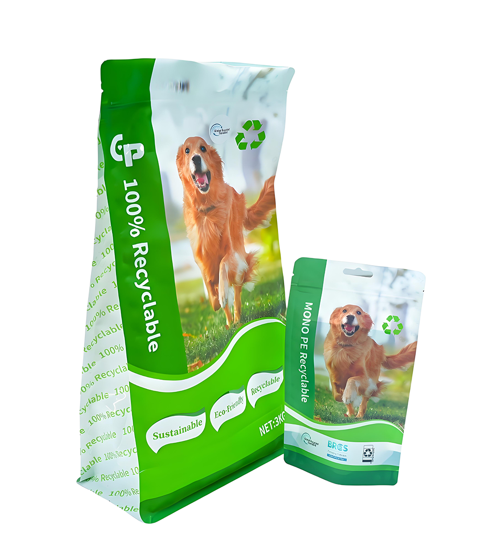 Recyclebare stand -up zakjes voor premium huisdierenvoedsel